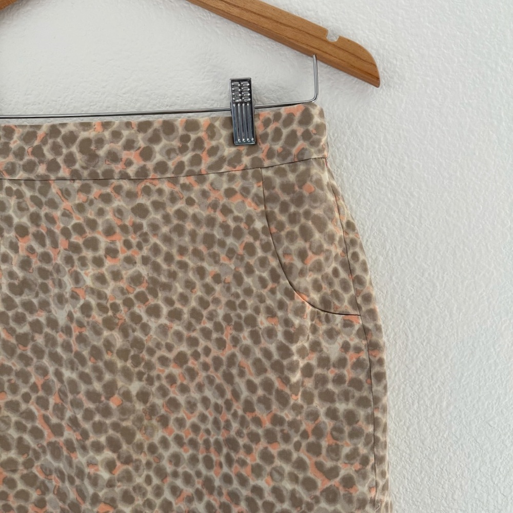 LOFT Tan and Peachy Pink Leopard Print straight Pencil Skirt